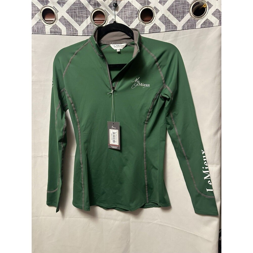 NWT Woman's My LeMieux Base Layer Quarter Zip In Hunger Green Size UK 6 or XS